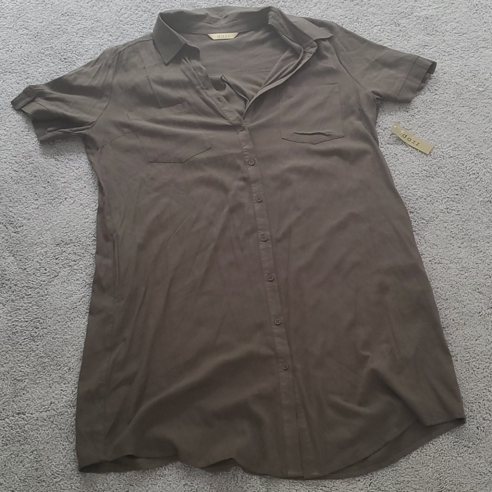 Dazz long dark green shirt or short dress
